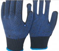 Professional Working Gloves Navy Blue Polycotton Shell Blue Pvc Dots Coating Work Safety Gloves Cotton Gloves