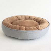 Pet bed cuddler with pure cotton plush and canvas