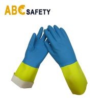ABC SAFETY yellow and blue BIcolor industrial latex neoprene gloves