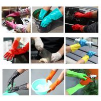 Wholesale kitchen cleaning wash dishes long waterproof gloves rubber latex custom printed household gloves