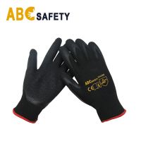 Gold Supplier China 13G Latex crinkle finish, coated on palm and finger glove factory