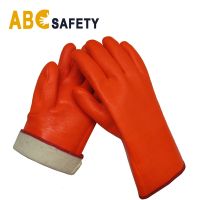 Orange full pvc dipped foam insulated liner safety work glove