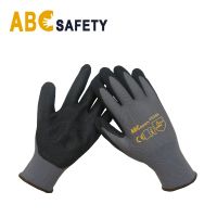 13 gauge Grey nylon liner sandy nitrile coated hand protect work glove