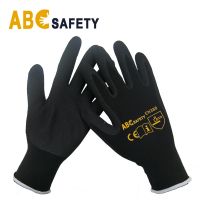 Black Sandy Finished Nitrile Coating Gloves