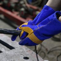 DDsafety 77+countries Industrial Premium Welding Blue cow split leather welding reinfocement on palm and thumb Gloves