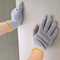 DDsafety OEM products for industrial Violet cotton/polyester 7 gauge 2 threads Grey Cotton/Polyester Knit Work Â Knitted Safety Protection Labor Gloves