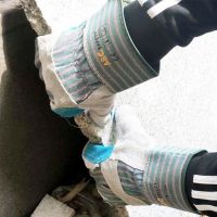 DDsafety CE/ISO standards,Candy stripe cotton back for Breathability,Cow split leather Â Work Gloves for Construction,Cold Storage ,Road Work