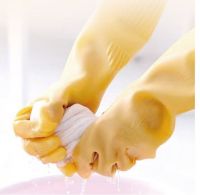 BSCI DDSAFETY OEM superior tensile strength Long cuff natural color Textured grip Roll cuff Unlined household latex glove
