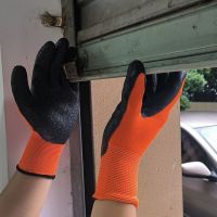 DDsafety export 77+countries low-cost manufacturer gloves 13 Gauge Orange Polyester Liner Black Latex Coated Glove General Multi Use Construction