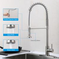 Hot Sale In Amazon-spring High Arc Kitchen Sink Faucet With Pull Down Sprayer-brushed Nichel