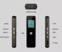 Mini Music Phone Recorder One Key Audio Recording 16gb Dictaphone Digital Voice Recorder Mp3 Player V80