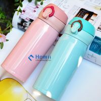 Hangzhou homii Industry 500ml Travel Coffee Flask Stainless Steel Vacuum Insulated push botton drinking sport bottles 