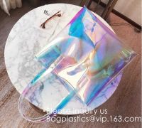 Holographic Neon Tote Pvc Bag,vinyl Shopping Shopper,toiletry Bikini Swimwear Beachwear Woman Bag