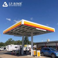 Prefab Galvanized Space Frame Steel Structure Gas Petrol Filling Station Canopy Roofing Cover