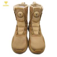 Auto lacing tactical military boots,men flying woven khaki work boots