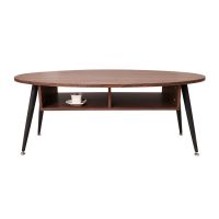 Wood oval table top elegant multi-functional coffee table with iron legs