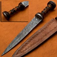 HANDMADE DAMASCUS STEEL HUNTING/BOWIE/DAGGER KNIFE WITH ROSE WOOD HANDLE