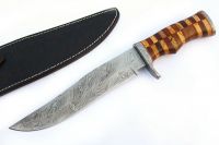 Custom Handmade Damascus Steel Hunting Knife 14" Bowie Wooden Handle