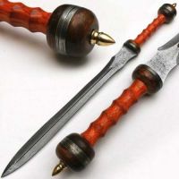 Handmade Damascus Steel Spartacus Sword with Sheath" Hard Wood Handle