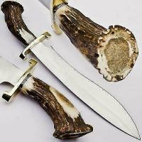 Custom Handmade D2 Steel Hunting Bowie Knife With Beautiful Stag/Antler Handle