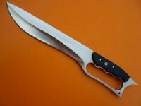 CUSTOM HANDMADE 16'' D2 CARBON STEEL BOWIE HUNTING KNIFE BULL HORN HANDLE-SHEATH