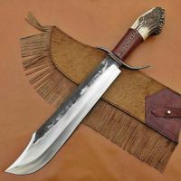 hunters Custom HandMade Carbon Steel 22In Bowie Knife Stag Horn Handle