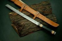 Custom Handmade Damascus Steel 30 inches Hunting Sword with Sheath
