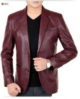 New Men's Genuine Lambskin Leather Blazer Jacket TWO BUTTON Leather Coat