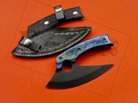 Carbon Steel Micro Powder Coated Black ULU Knife, Color Wood Handle