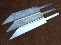 Custom Handmade Damascus Steel Seax knife Blank Blades Brass Inlay