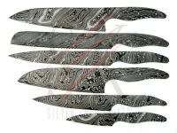 SET OF 6 Damascus steel CHEF KITCHEN BLANK BLADES KNIFE MAKING Custom Twist