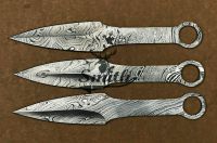 Lot of 3 Damascus Steel Blank Blade Knife for Knife Making Supplies