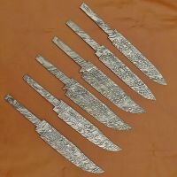 HANDMADE FORGED DAMASCUS STEEL LOT OF 6 BLANK BOWIE BLADES IN FIRE PATTERN