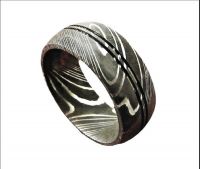 Handmade Damascus Steel Ring 7mm Inlay Design Wedding Ring -Men's Jewelry Band