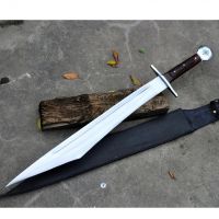 25" BEAUTIFUL CUSTOM HANDMADE D2 TOOL STEEL HUNTING SWORD WITH LEATHER SHEATH