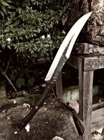 27" Custom Handmade D2 Steel Hunting Sword with leather sheath Wood Handle