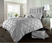 400 TC Cotton Sateen Duvet Covers, Pintuck Duvet Covers with Corner Ties and Hidden Zipper