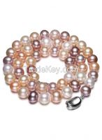 Multicolor Freshwater Pearl Necklace, 7.5-8.0mm Aa+