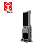Big touch screen monitor white color self service smart ticket digital signage kiosk machine with card reader and pin pad