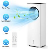 COMFYHOME 2-in-1 32" Evaporative Air Cooler & Tower Fan w/Cooling & Humidification Function, Bladeless Design, 3 Wind Speeds, 4 Modes, 40 Oscillation, 15H Timer, Remote Control for Home Office