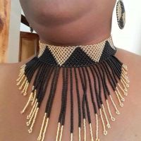 zulu tie tribal Ethnic Style African Necklace, Beaded Bib Necklace Ties necklaces tribal handmade