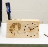 wood desk clock