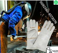 Orignal Leather Gloves 14 Inches Blue Color Wet Blue Labour Leather Gloves