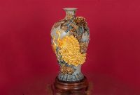 Cracked ceramic vase , Peacock embossed - Bat Trang Olympia