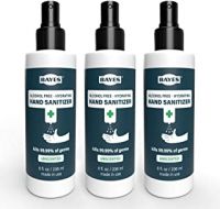 Bayes Moisturizing, Hydrating Hand Sanitizer Spray, Alcohol-Free - NSF E3 Approved for Food Handlers,