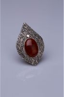 Agate Stone Silver Plated Magnet Brooches