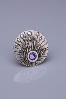 Amaranth Natural Stone Silver Plated Magnet Brooches
