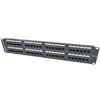 CAT.6 UTP 2U 48 Port Patch Panel With Support Bar, 180 Degree