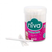 NIVA ROTATING JARS OF 150 COTTON BUDS PLASTIC STICK FOR KIDS