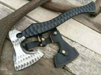 Custom Handmade Stainless Steel Forged Viking Axe With Leather Sheath
